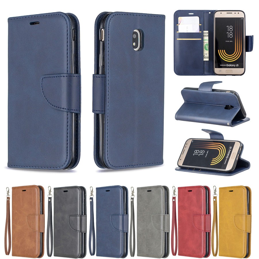 Bao nắp gập trơn màu cho điện thoại Samsung J3 Pro（2017）/J5 Pro（2017）/J7 Pro（2017）