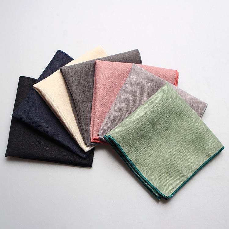 Khăn Tay Bỏ Túi Hình Vuông Màu Sắc Trơn Chất Liệu Nhung Phong Cách Hàn Quốc Cho Nam