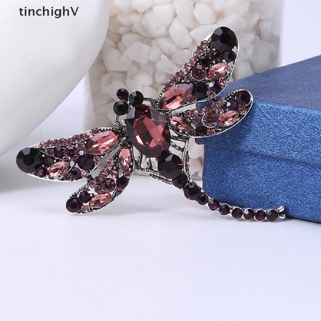 Ghim Cài Áo Hình Chuồn Chuồn Đính Pha Lê Phong Cách Vintage Thời Trang Cho Nữ