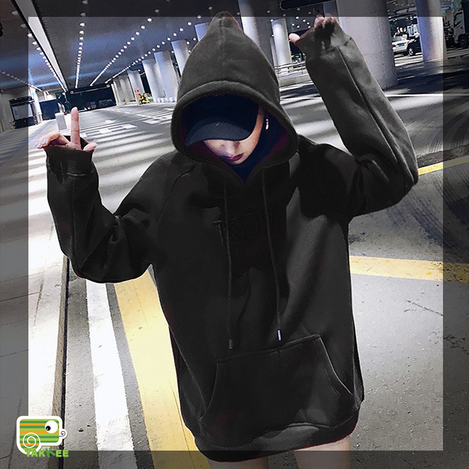 ÁO HOODIE ÁO NỈ BÔNG THU ĐÔNG THÊU CHỮ NGỰC DÁNG RỘNG