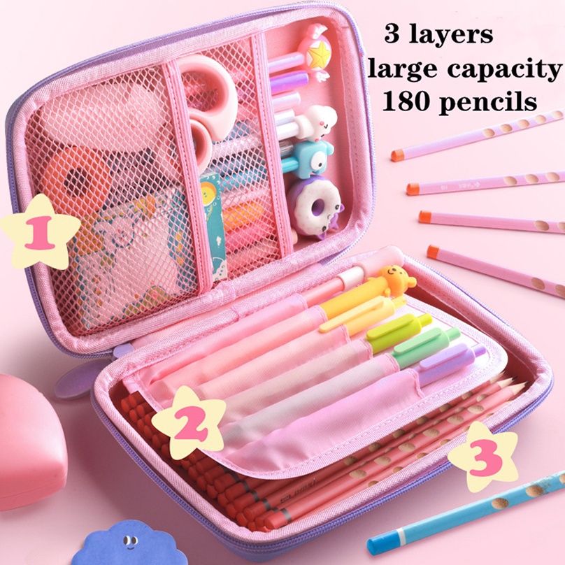 Túi Đựng Bút Bằng EVA In Hình Kỳ Lân 3D Dễ Thương Nhiều Màu Sắc Tiện Dụng Cho Học Sinh