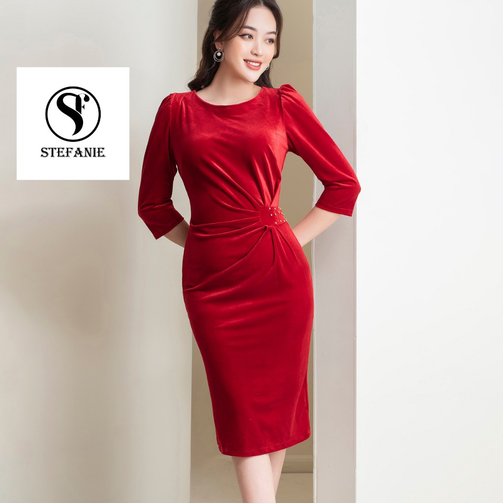 Váy Body - Đầm Dự Tiệc chất vải nhung hàn cao cấp , mặc giấu bụng cực kì cho chị em | BigBuy360 - bigbuy360.vn