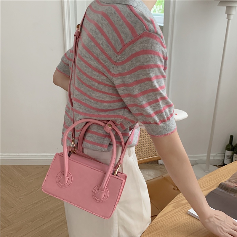 Túi đeo vai IELGY hình vuông nhỏ màu hồng đơn giản dành cho nữ