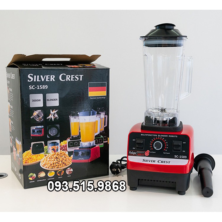 Máy Xay Sinh Tố Công Nghiệp Silver Crest 3000W Máy xay công nghiệp xay thịt cá, rau củ quả, sinh tố, đá bào