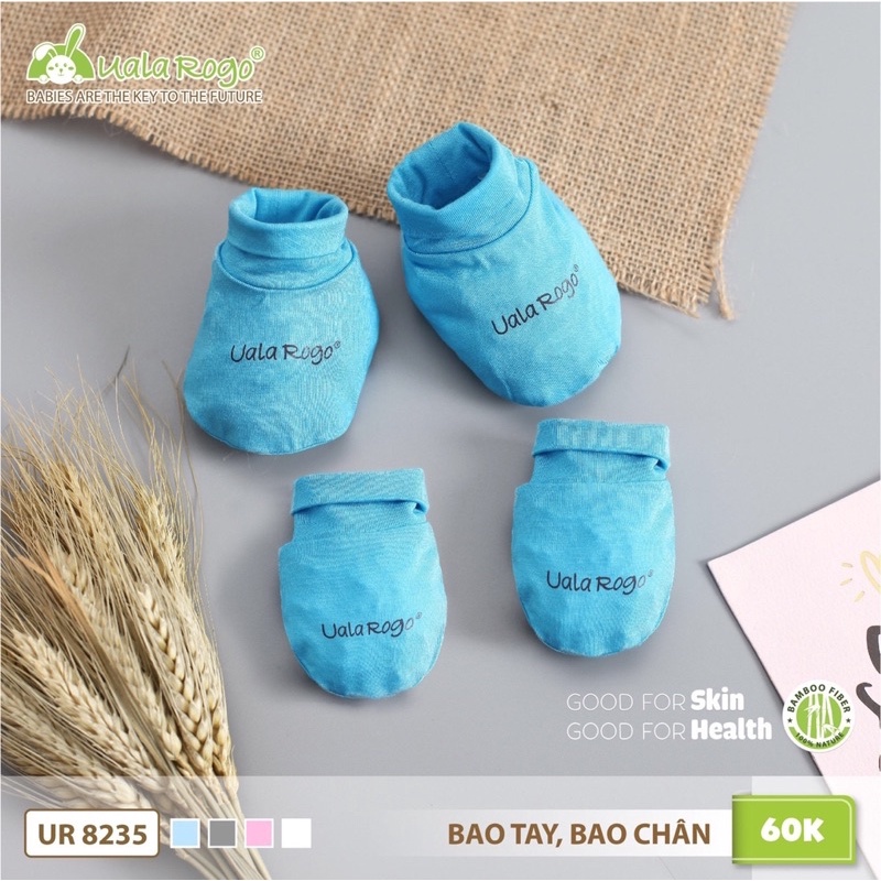 Set bao tay bao chân, mũ sơ sinh mềm mại Uala Rogo  [ babyboo]