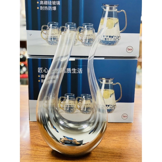 Bình rót rượu vang đỏ hình chữ U tráng gương sang trọng 1500ml dùng trong nhà/quán bar