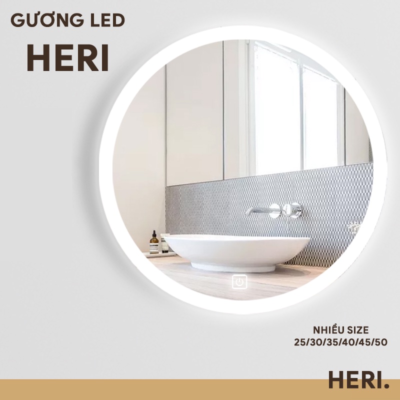 Gương Treo Tường Có LED, Nút Cảm Ứng  tắt mở, Nhiều Size Lựa chọn, Treo Dễ Dàng, Gương Treo Bàn Trang Điểm, Treo Nhà Tắm