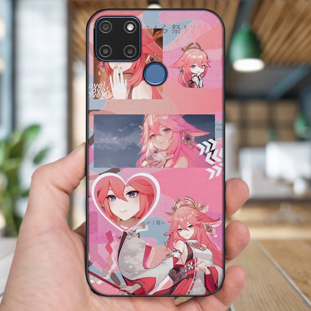 Ốp lưng Realme C12, C21Y viền đen in hình Yae Miko Genshin Impact