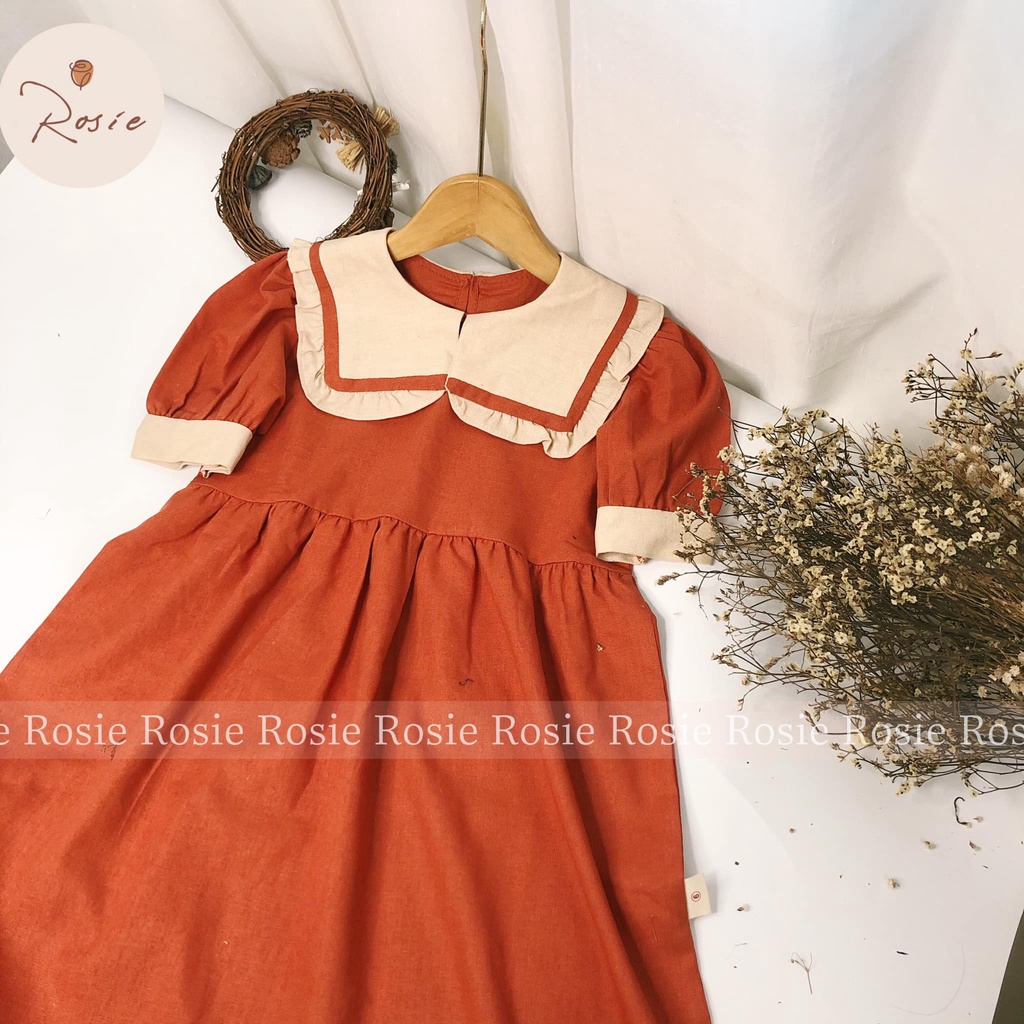 Váy thủy thủ ROSIE V18, chất vải Linen 100% tự nhiên, thấm hút mồ hôi cực tốt, mặc thoáng mát cho bé gái từ 9 - 36kg