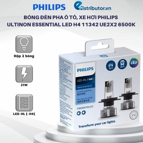 Bóng Đèn Pha Ô tô, Xe hơi Philips Ultinon Essential LED H4 11342 UE2X2 6000K - Hàng chính hãng