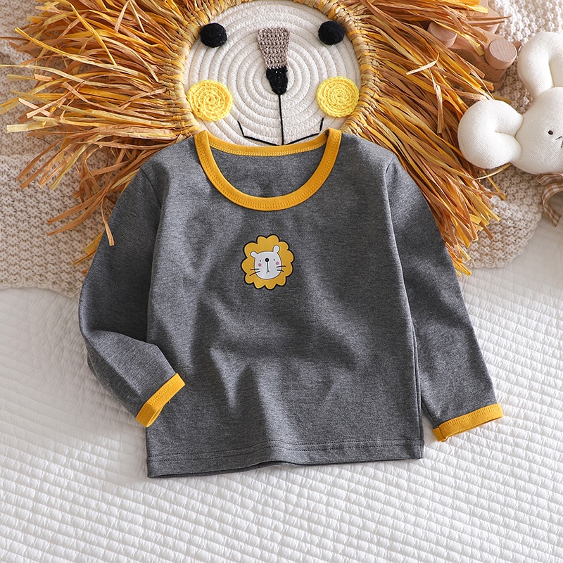 Áo Thun Tay Dài 100% Cotton Thoải Mái In Họa Tiết Hoạt Hình Dễ Thương Dành Cho Bé Trai Và Bé Gái 1-6 Tuổi