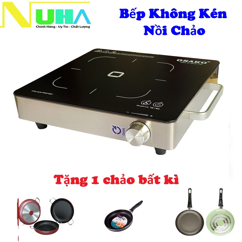 [Không Kén Nồi]Bếp điện hồng ngoại không kén nồi chảo OSAKO OHA-1820 kèm chảo ngẫu nhiên hàng chính hãng