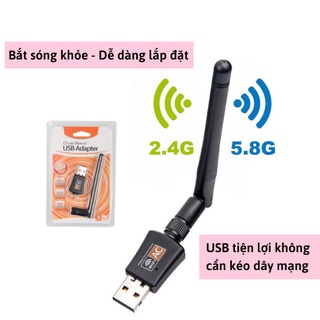 USB WIFI 5G 600 Mbps CHO PC , LAPTOP , Usb thu phát Wifi 600 Mbps 2.4g / 5g / 5.8g Có Ăng Ten