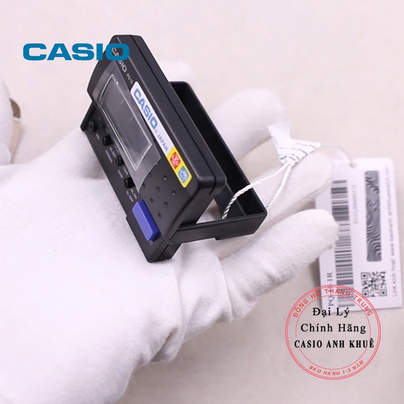 Đồng hồ báo thức du lịch - để bàn có đèn LED Casio PQ-10-1R màu đen ( 8 x 6cm)