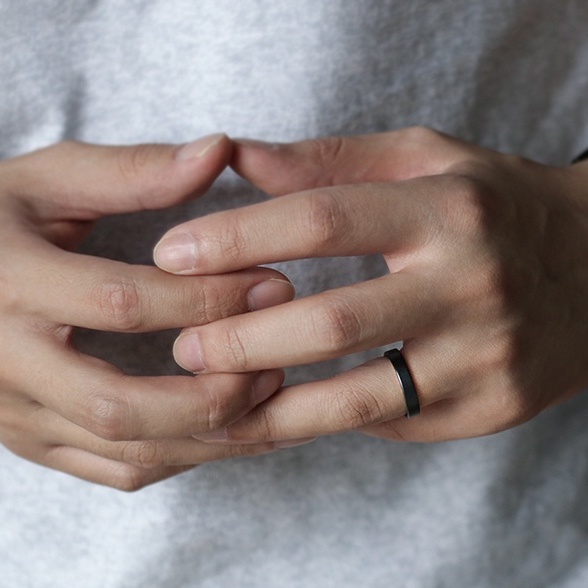Nhẫn Trơn Basic Thời Trang Unisex Cho Nam Nữ Merin Accessories Màu Đen Cá Tính Chất Liệu Inox Không Gỉ - Less Ring
