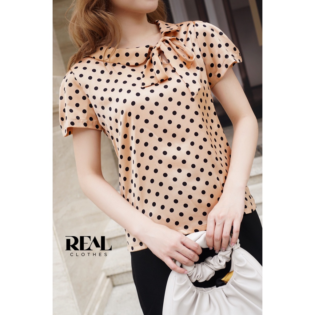 Áo mango chấm bi nâu_REAL
