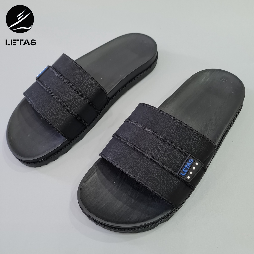Dép bản LETAS nam quai ngang cao cấp mềm mại MX-09 đế đen