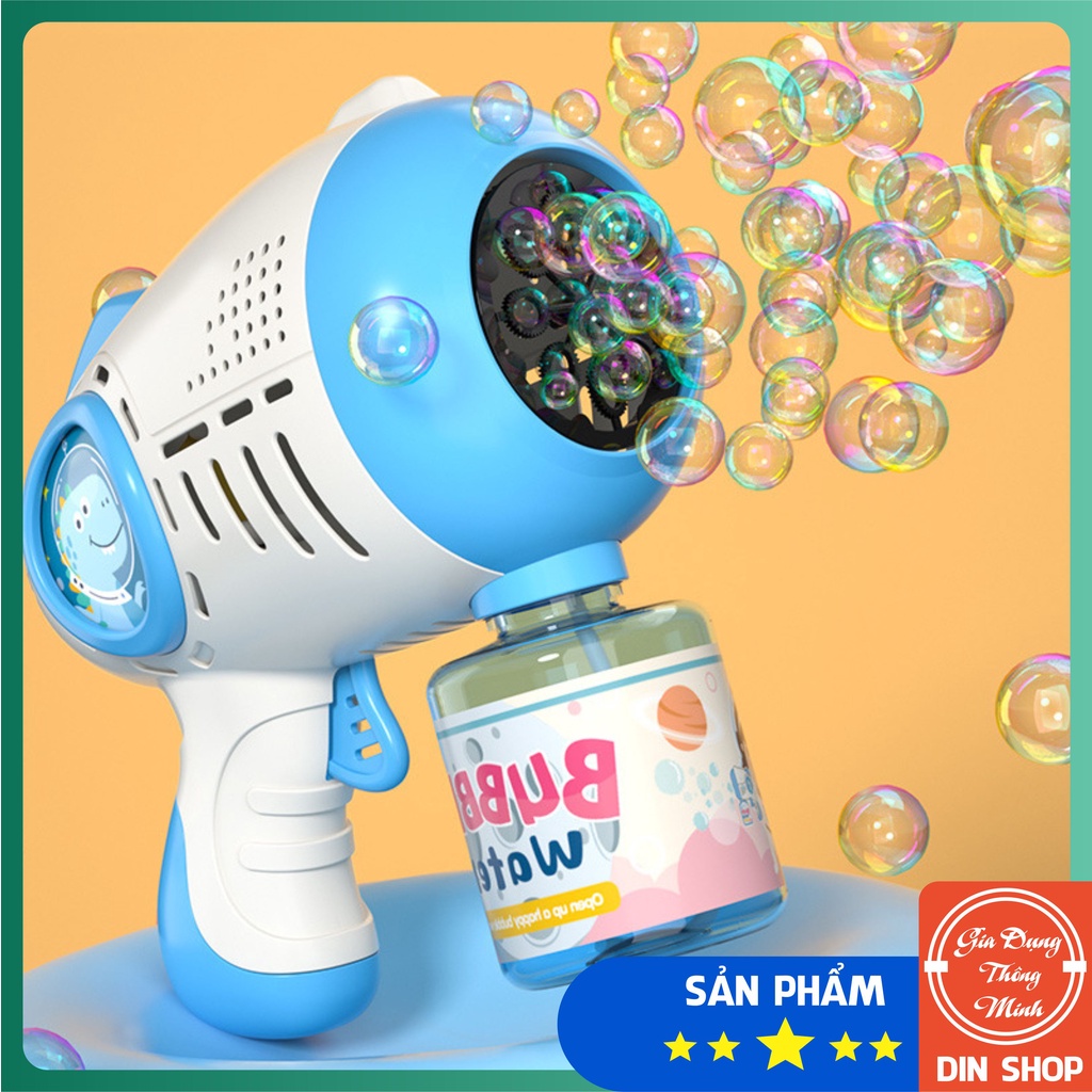 Súng bắn bong bóng hổ 10 nòng cho bé - Súng máy phun thổi bong bóng xà phòng hình cá heo/ hổ đồ chơi trẻ em ngoài trời