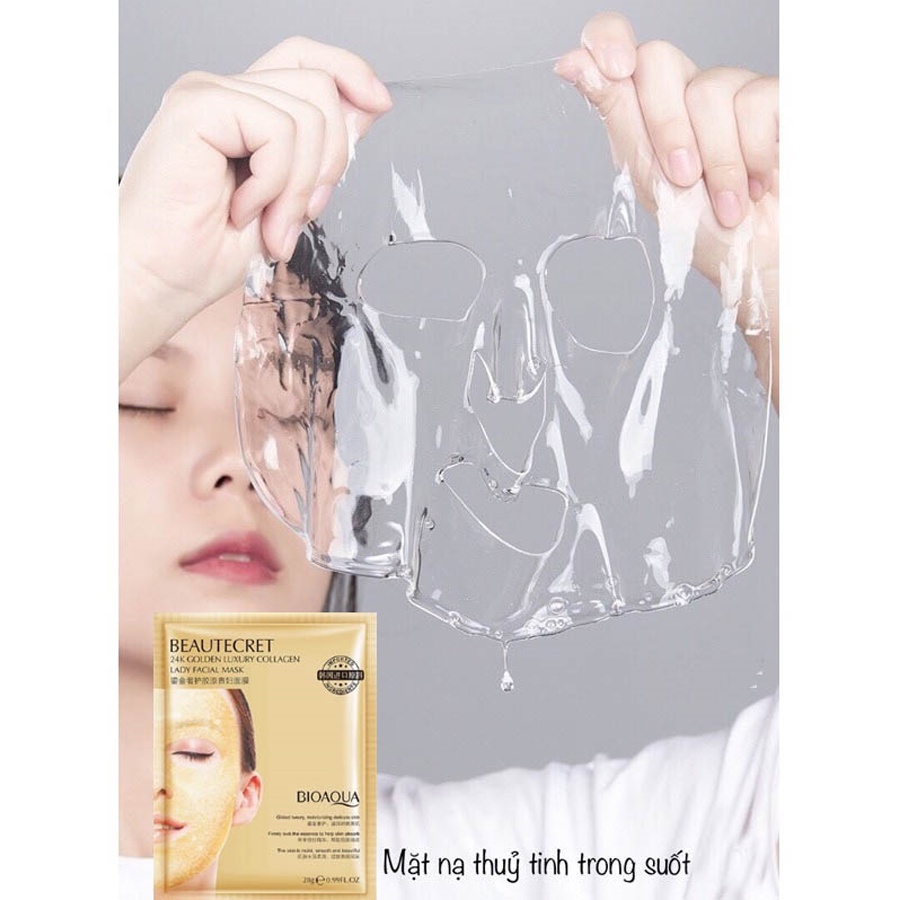 Mặt nạ thạch collagen gold 24k trong suốt BIOAQUA cấp nước dưỡng ẩm giúp da căng mịn - sunstore.office