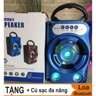 Loa bluetooth xách tay db16 có đèn led khang nhung + củ sạc đa năng