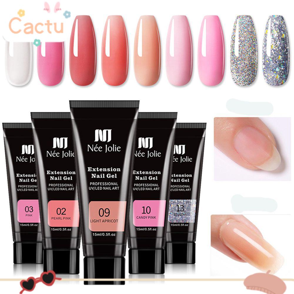 CACTU 15ml Nail Art UV Gel Beauty Builder Gel Poly Nail Gel Nail Tips Manicure Tool Professional 12Colors Quick Building Nail Extension