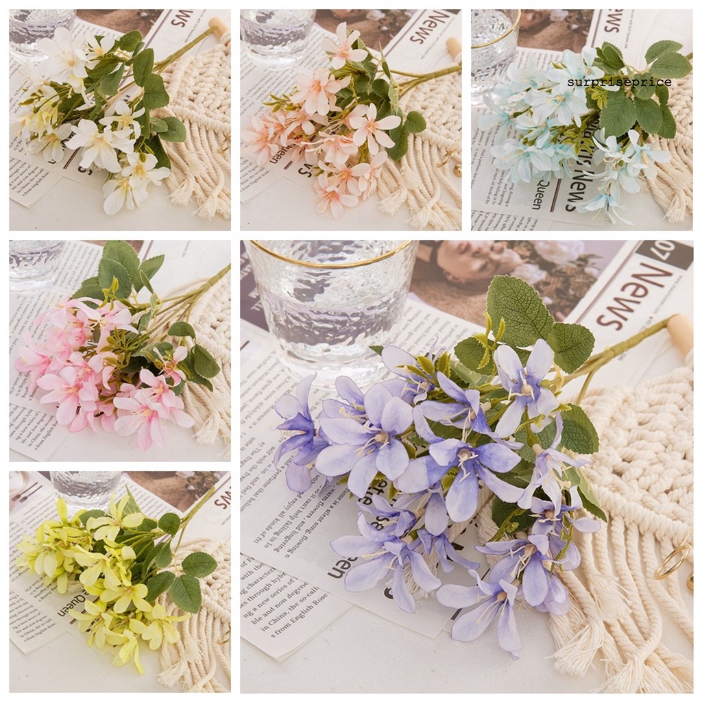 Set 5 nhánh hoa giả bằng vải sống động để trang trí nhà cửa