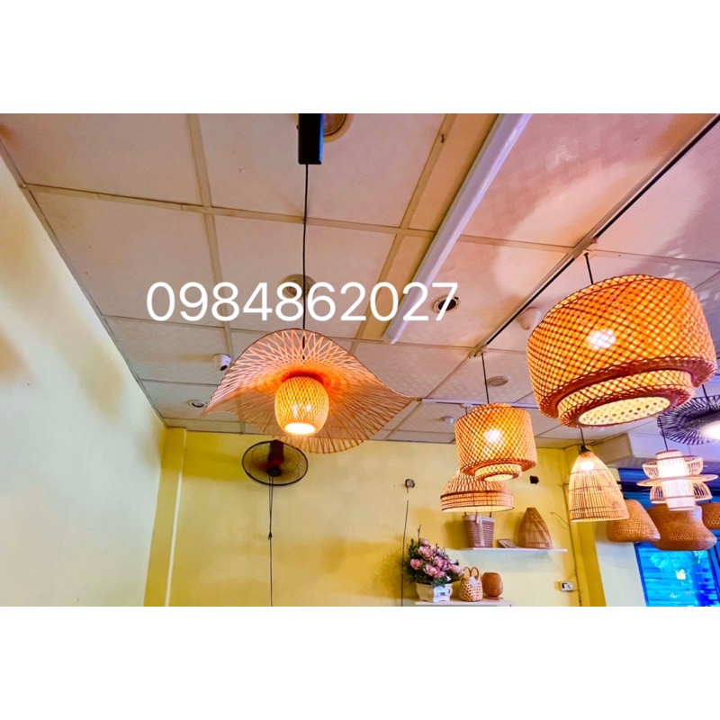 Đèn lá sen kết hợp quả tròn, đèn mây tre, đèn trang trí