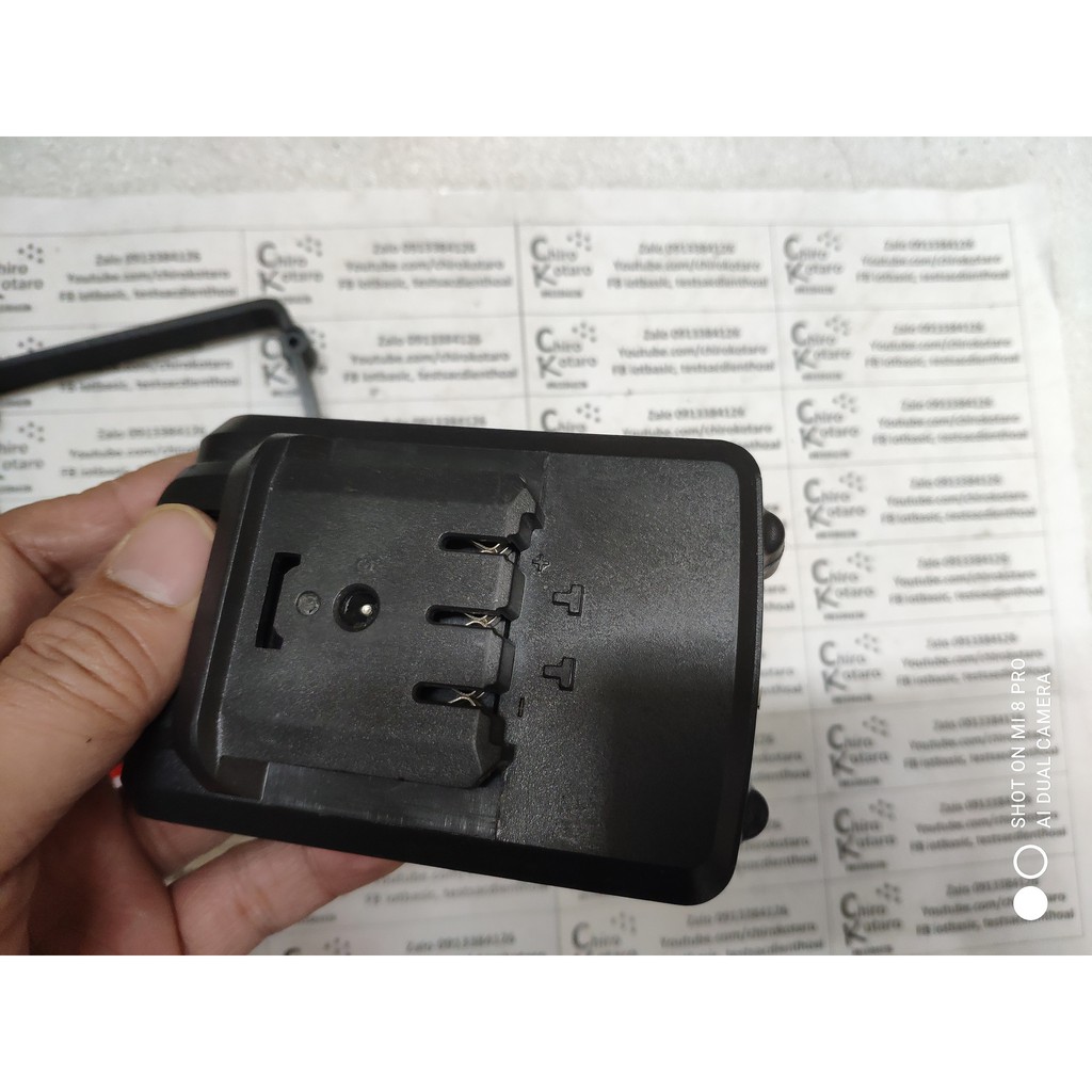 Đế chuyển pin máy khoan tàu như VOTO 21V MAX, BOSCH tàu 36V sang dùng hộp pin cài Makita