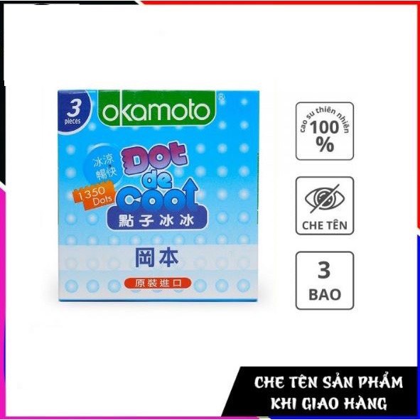 Bao Cao Su Okamoto Dot De Cool Gai Lạnh - hộp 3 cái,hộp 12 cái ( che tên sản phẩm )