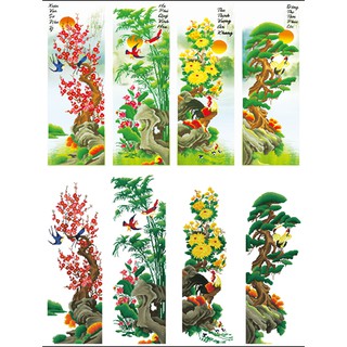 Tranh Đính Đá Tứ Quý Xuân Hạ Thu Đông KT:146cmx100cm