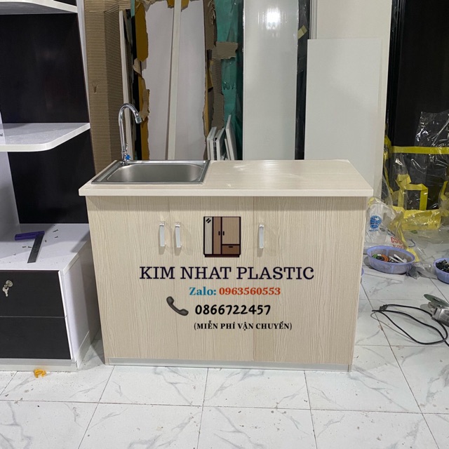 Tủ bếp mini có sẵn bồn rửa nhựa Đài Loan freeship tphcm