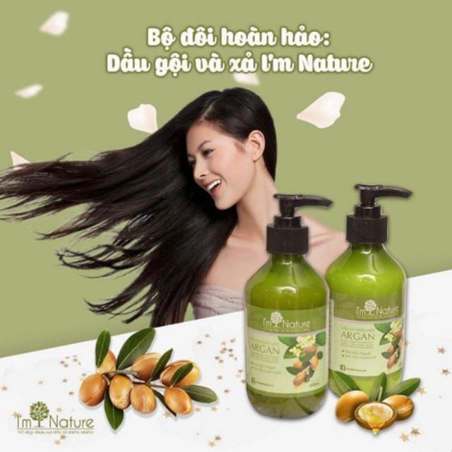 Dầu gội thảo mộc Argan IM NATURE tinh chất thảo dược thiên nhiên cho rụng tóc gàu ngứa an toàn bà bầu sau sinh 300ml