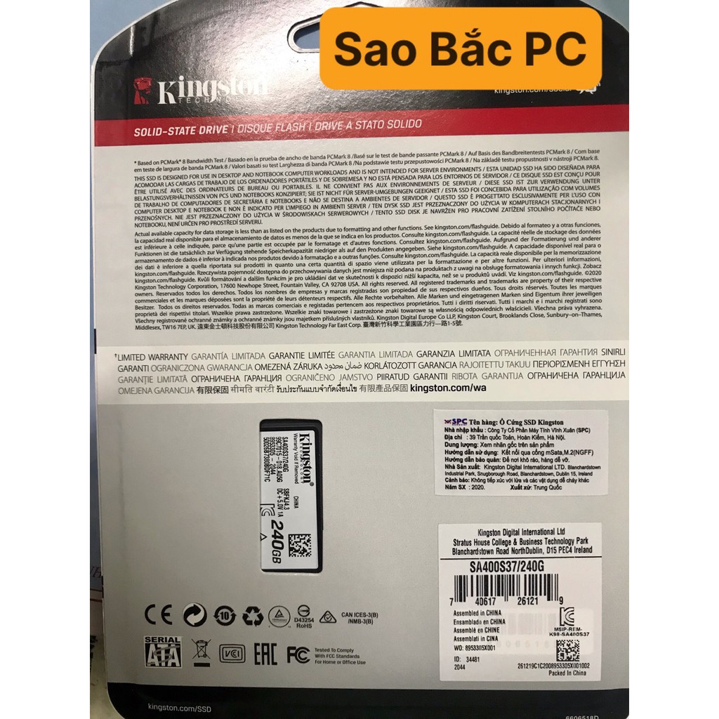 Ổ cứng SSD KINGSTON 240GB A400- hàng mới chính hãng