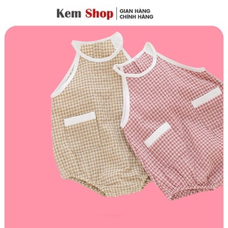 Bodysuit cho bé gái liền thân caro cho trẻ em từ 1 đến 2 tuổi- Kem Shop