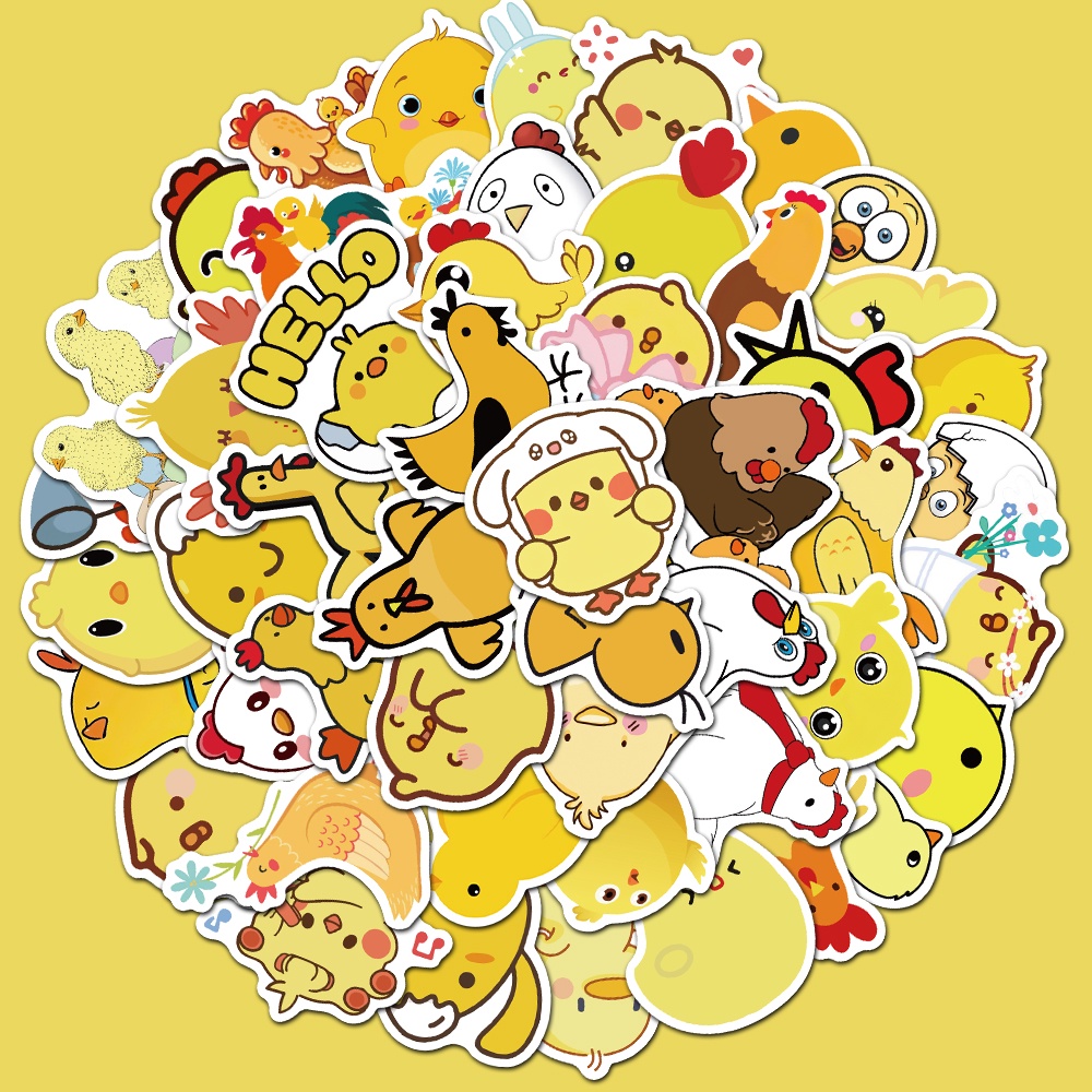 Set 50/100 Miếng Dán Trang Trí Hình Chú Gà Con Màu Vàng Dễ Thương