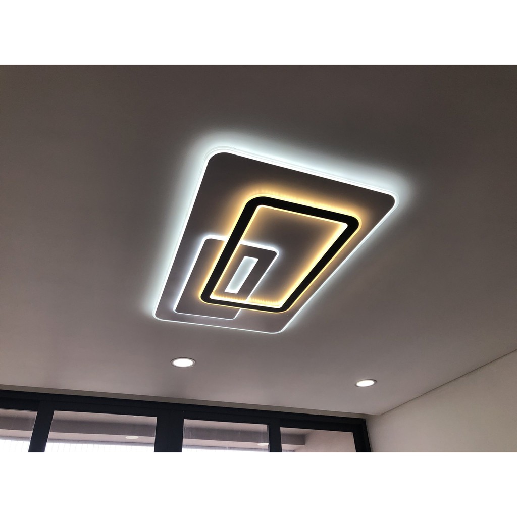 Đèn led ốp trần trang trí phòng khách phòng ngủ hình chữ nhật có 3 chế độ sáng tặng điều khiển bảo hành 12 tháng-Mã83hcn