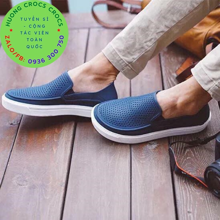 GIÀY NHỰA CROCS CITILANE ROKA SLIP ON CHO NAM MÀU XANH NAVY XUẤT XỊN FULL BOX