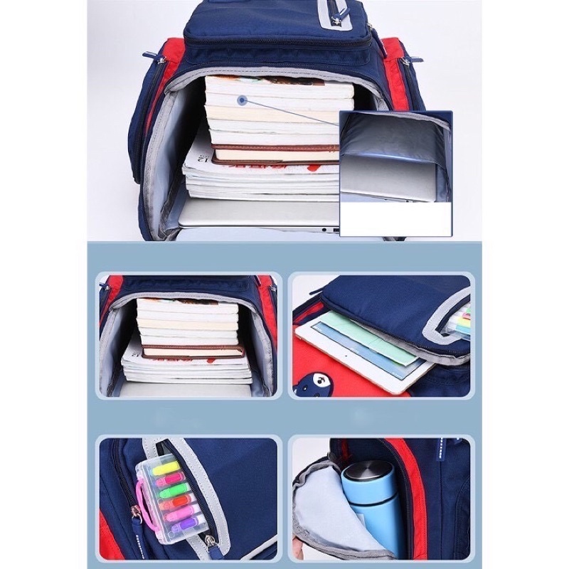 Ba lô chống gù hình gấu cho học sinh tiểu học siêu nhẹ, chống thấm nước