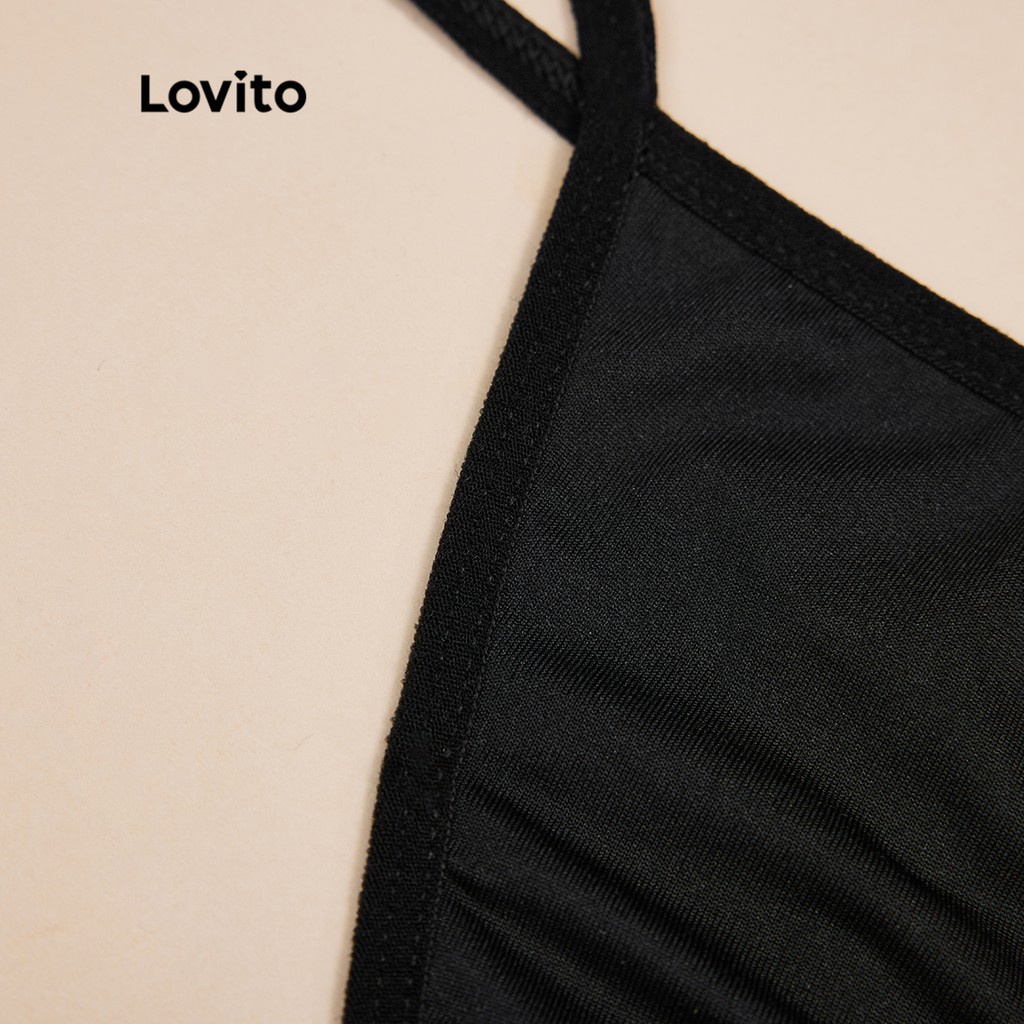 Quần lót Lovito chữ V màu trơn sexy thường ngày L16D225 (Màu đen/trắng)