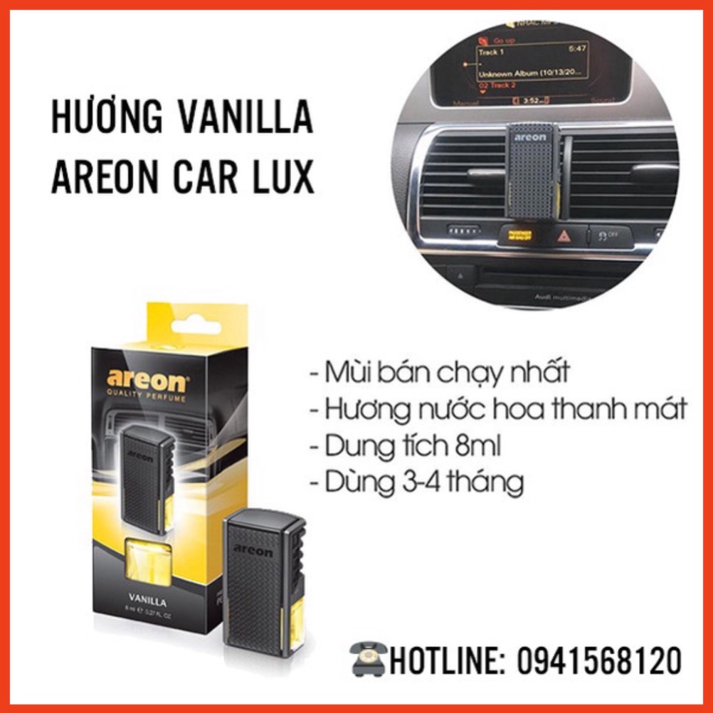 Nước hoa kẹp cửa gió hương Vanilla – Areon Car Lux_Nước hoa nhập khẩu chính hãng