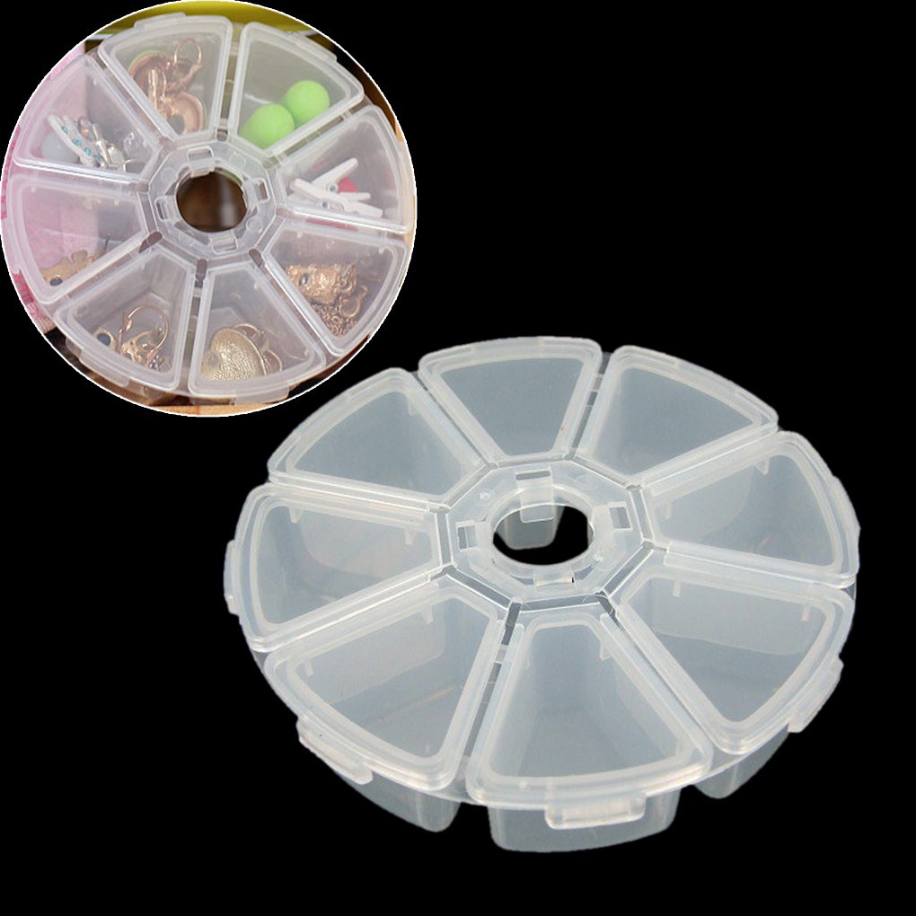 Plastic 8 Cells Jewelry Organiser Container Storage Box