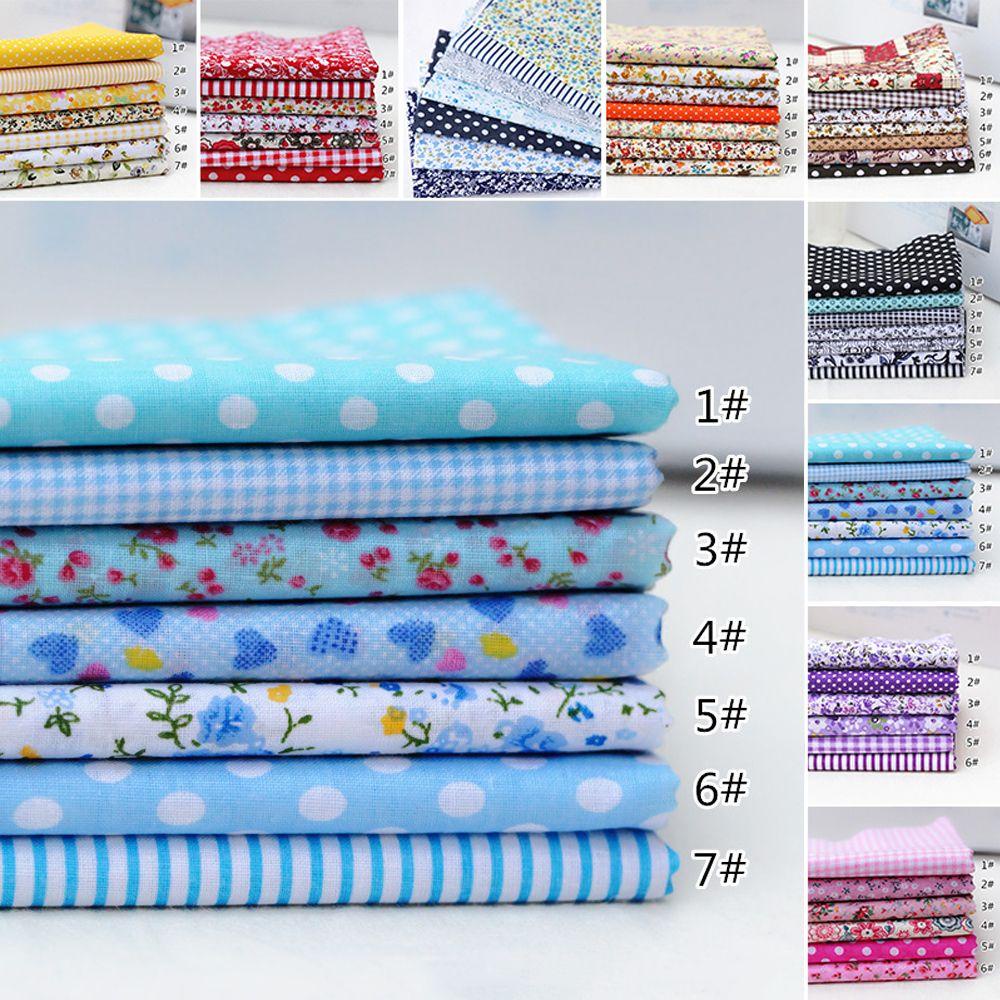 Set 7 Tấm Vải Cotton 25x25cm In Họa Tiết Làm Đồ Thủ Công Đa Ứng Dụng