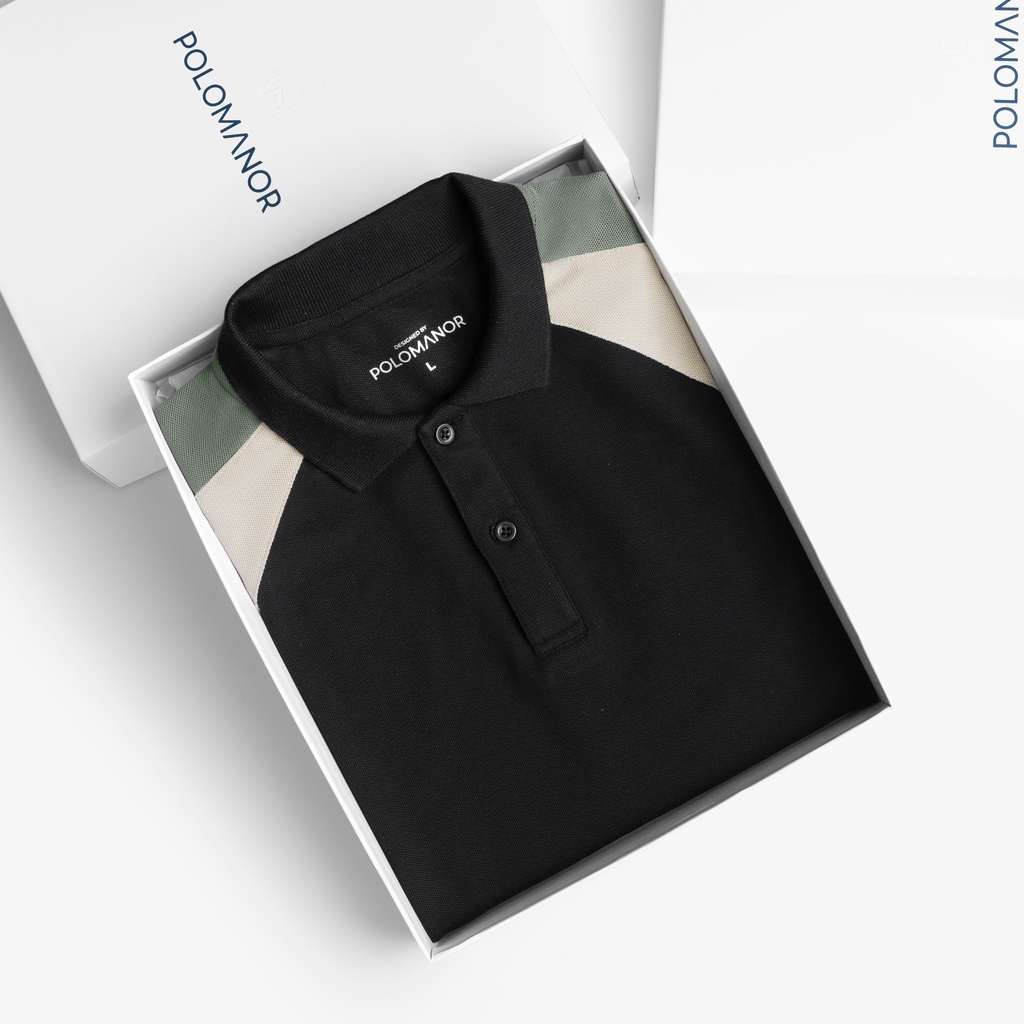 Áo Polo nam phối GONZA vải cá sấu cotton CMC, nam tính, thanh lịch, sang trọng - POLOMANOR