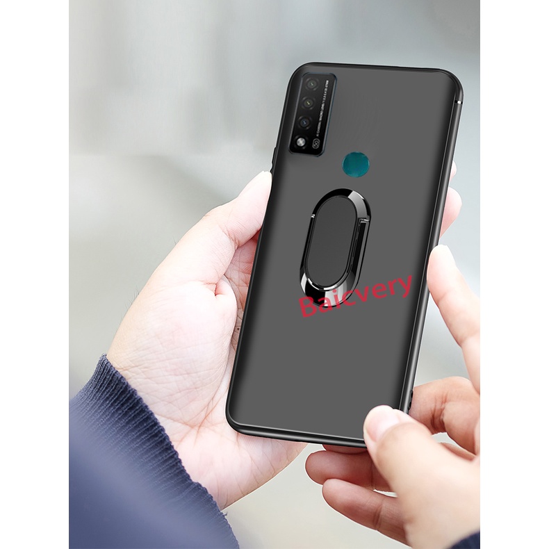 Ốp Điện Thoại TPU Mềm Nhám Màu Đen Có Nhẫn Đỡ Từ Tính Cho TCL 20 R 5G 10L 10 Pro 10 SE 20s 20 SE L10 Lite 30 SE 30 E 305 306