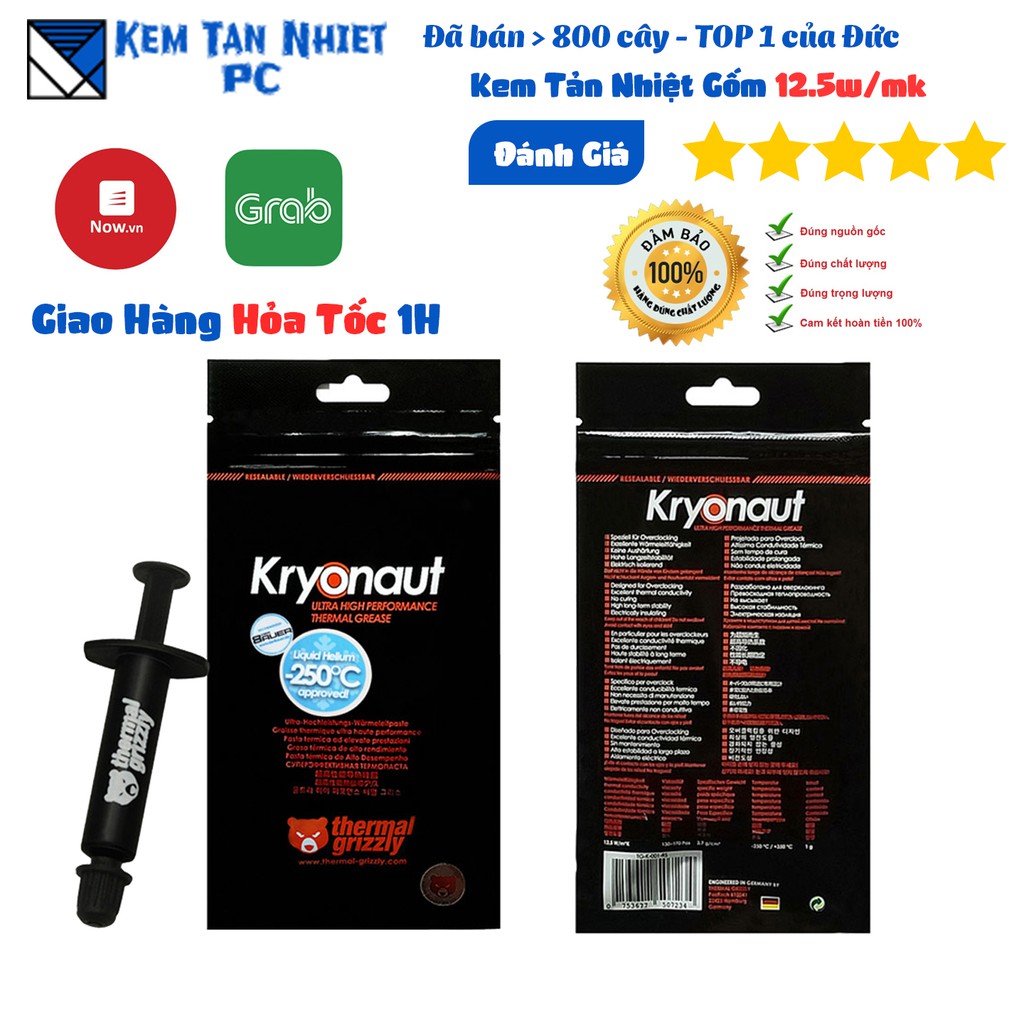 Keo tản nhiệt thermal grizzly kryonaut 1g (Update mẫu mới 2020)