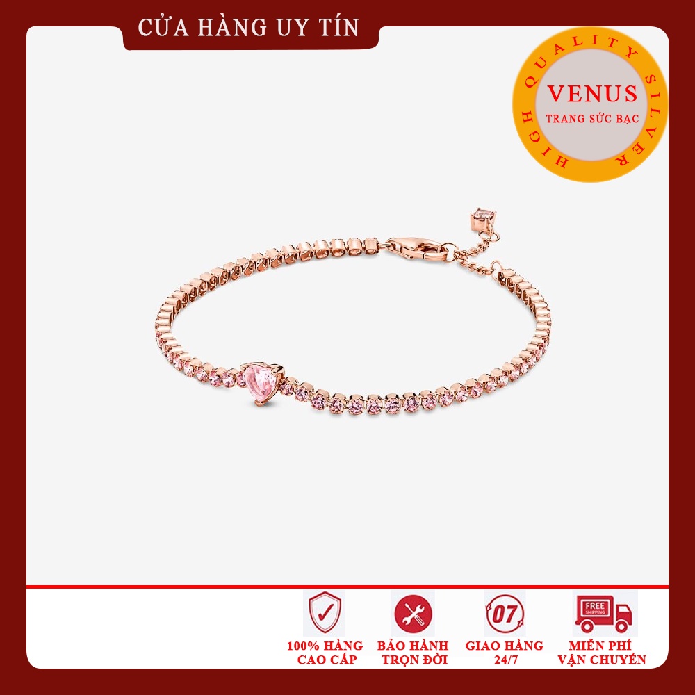 Lăc tay nữ mặt đá vàng hồng- Trang sức bạc Venus