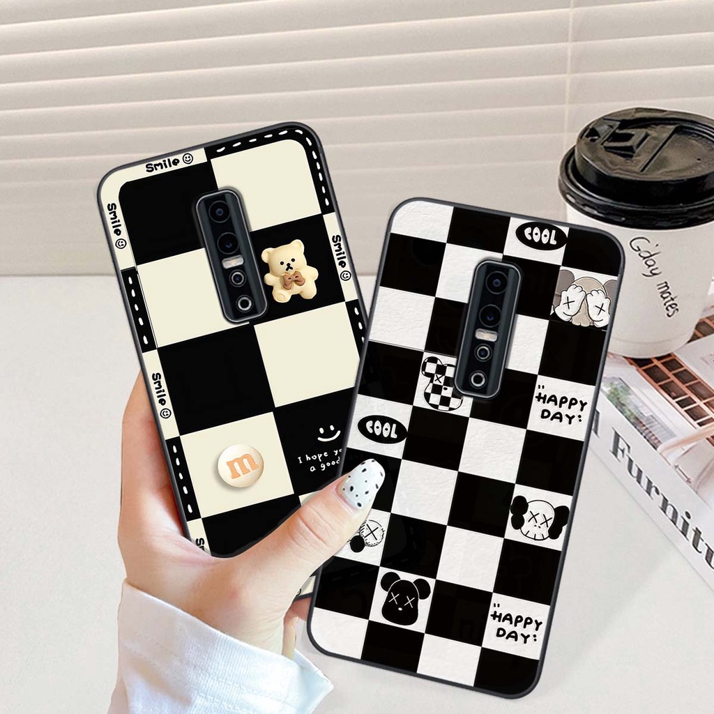 Ốp Vivo V17 Pro gấu Bear rick caro vuông thời trang siêu đẹp