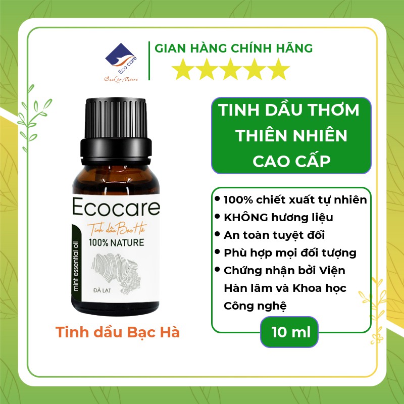 Tinh dầu thiên nhiên cao cấp ECOCARE 10ml, mùi thơm hoàn toàn nguyên chất (Bưởi, Quế, Cam, Sả Chanh, Bạc Hà, Nhài)