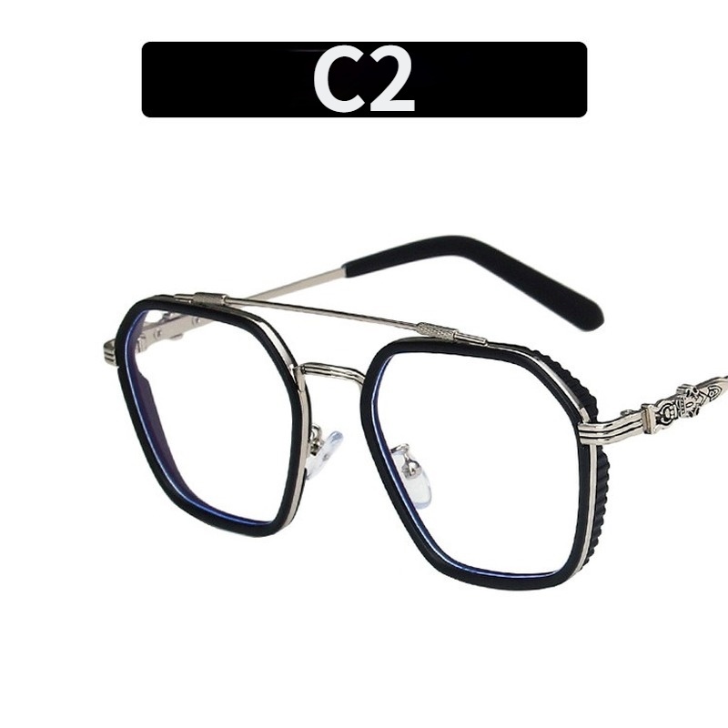 (YUZHU) New Fashion Anti Blue Light Double Beam Irregular Glasses for Men