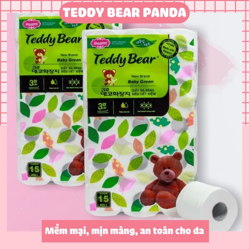 Giấy vệ sinh TEDDY BEAR 15 cuộn có lõi trắng dai mềm mịn giấy lụa